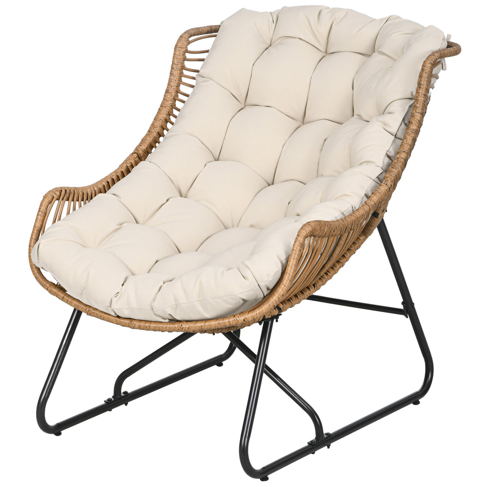 Gartensessel Rattanoptik Outdoor mit Auflage und Metallrahmen
