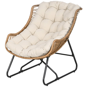 Gartensessel Rattanoptik Outdoor mit Auflage und Metallrahmen