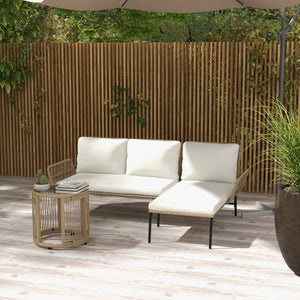 Gartensitzgruppe Loungemöbel Set Outdoor Rattan natur cremeweiss