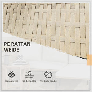 Gartensitzgruppe Loungemöbel Set Outdoor Rattan natur cremeweiss