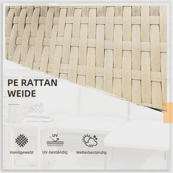 Gartensitzgruppe Loungemöbel Set Outdoor Rattan natur cremeweiss