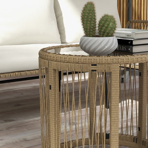 Gartensitzgruppe Loungemöbel Set Outdoor Rattan natur cremeweiss