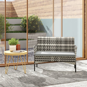 Gartensofa 2-Sitzer Rattan mit Polster Outdoor hellgrau