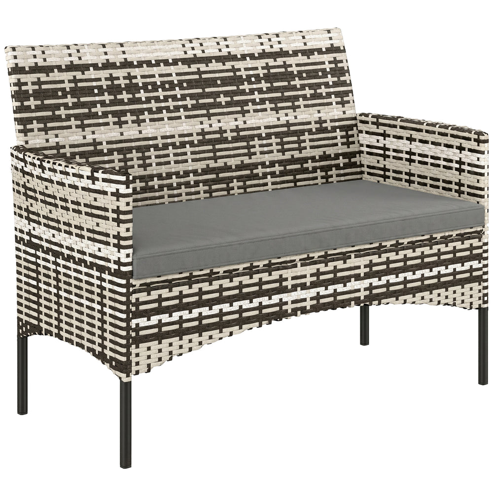 Gartensofa 2-Sitzer Rattan mit Polster Outdoor hellgrau