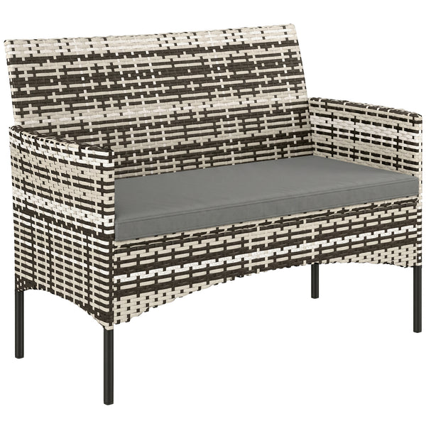 Gartensofa 2-Sitzer Rattan mit Polster Outdoor hellgrau