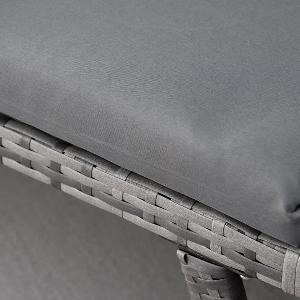 Gartensofa 2 Sitzer klappbar mit Armlehnen Polyrattan grau