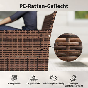 Gartensofa 2-Sitzer Rattan wetterfest mit Polster für Outdoor