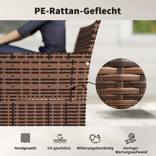 Gartensofa 2-Sitzer Rattan wetterfest mit Polster für Outdoor