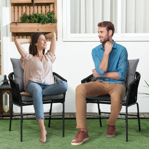 Gartenstühle 2er-Set Boho-Stil bis 120kg belastbar Schwarz