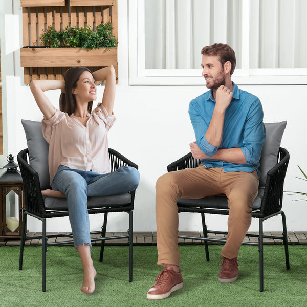 Gartenstühle 2er-Set Boho-Stil bis 120kg belastbar Schwarz