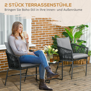 Gartenstühle 2er-Set Boho-Stil bis 120kg belastbar Schwarz