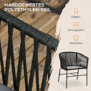 Gartenstühle 2er-Set Boho-Stil bis 120kg belastbar Schwarz