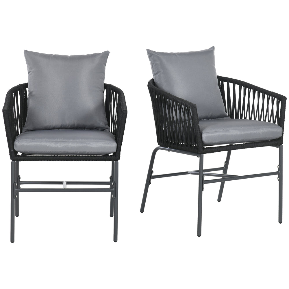 Sedie da giardino, set da 2, stile boho, capacità di carico fino a 120 kg, nero