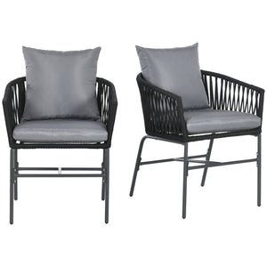 Gartenstühle 2er-Set Boho-Stil bis 120kg belastbar Schwarz