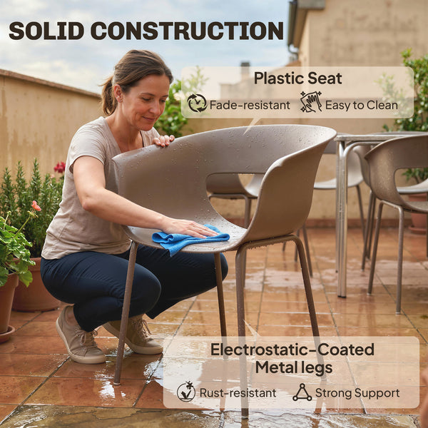 Gartenstühle 4er Set wetterfest ergonomisch mit Armlehne für Balkon