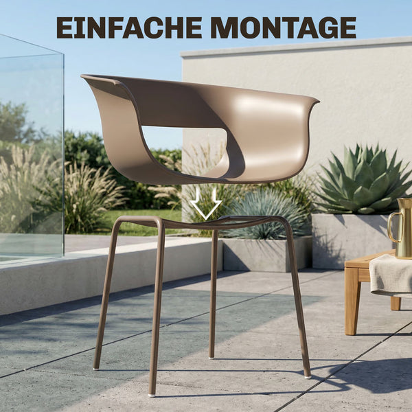 Gartenstühle 4er Set wetterfest ergonomisch mit Armlehne für Balkon