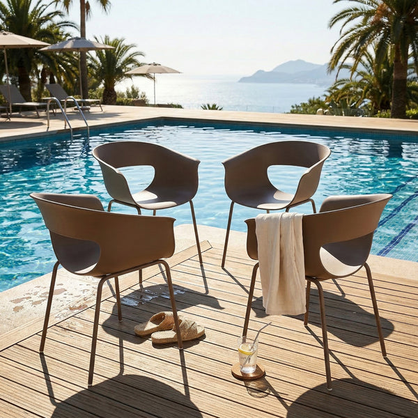 Gartenstühle 4er Set wetterfest ergonomisch mit Armlehne für Balkon