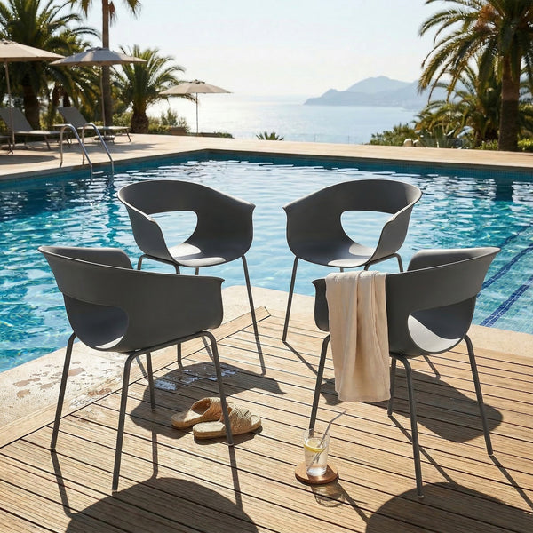 Gartenstühle 4er Set ergonomisch wetterfest rostbeständig