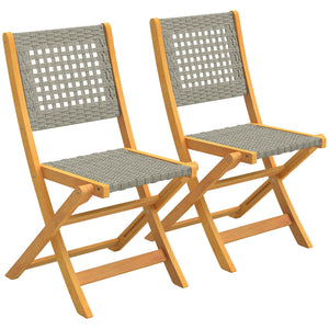 Gartenstühle klappbar 2er Set aus Massivholz und Polyrattan