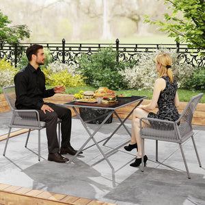 Gartenstühle 2er-Set Rattan mit Kissen dunkelgrau