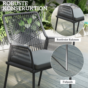 Gartenstühle 2er-Set Rattan mit Kissen dunkelgrau