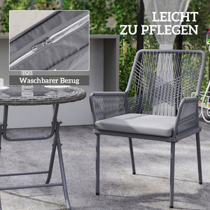 Gartenstühle 2er-Set Rattan mit Kissen dunkelgrau