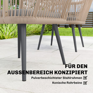 Gartenstuhl 2er Set wetterfest mit Armlehne und Sitzkissen hellgrau