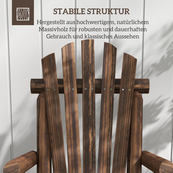 Gartenstuhl Holz im Adirondack-Stil 83x68x101cm Braun
