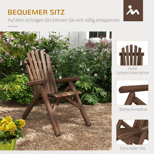 Gartenstuhl Holz im Adirondack-Stil 83x68x101cm Braun