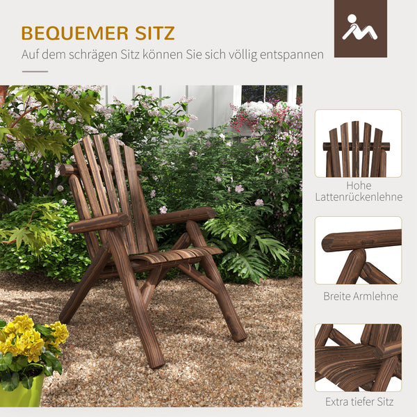 Gartenstuhl Holz im Adirondack-Stil 83x68x101cm Braun