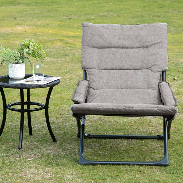 Gartenstuhl klappbar wetterfest mit Auflage bis 120kg Metall