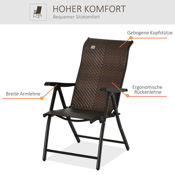 Gartenstuhl Polyrattan klappbar verstellbar wetterfest braun schwarz