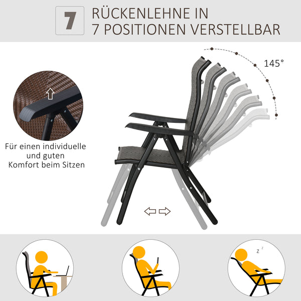 Gartenstuhl Polyrattan klappbar verstellbar wetterfest braun schwarz