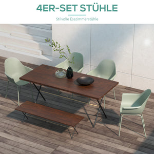 Gartenstuhl Set wetterfest mit Armlehnen 4 Stück Kunststoff grün
