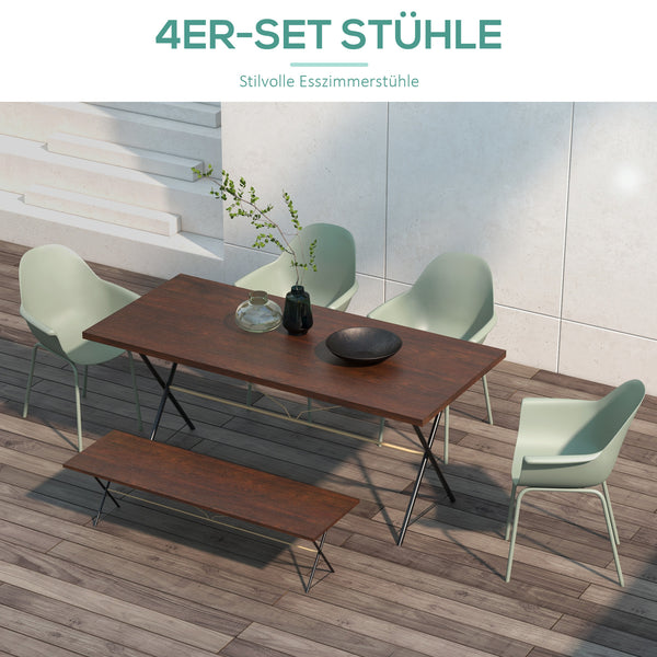 Gartenstuhl Set wetterfest mit Armlehnen 4 Stück Kunststoff grün
