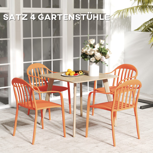 Gartenstuhl Set wetterfest stapelbar mit Armlehne Kunststoff