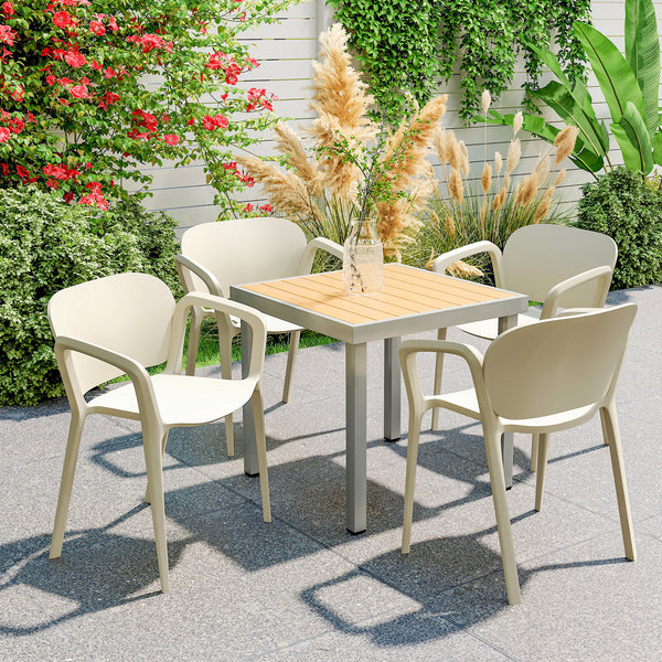 Gartenstuhl Set wetterfest stapelbar mit Armlehne 4 Stück Kunststoff