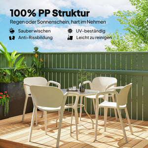 Gartenstuhl Set wetterfest stapelbar mit Armlehne 4 Stück Kunststoff