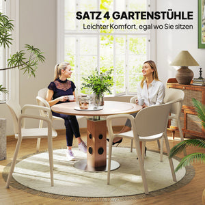 Gartenstuhl Set wetterfest stapelbar mit Armlehne 4 Stück Kunststoff