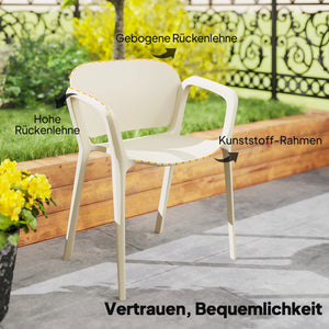 Gartenstuhl Set wetterfest stapelbar mit Armlehne 4 Stück Kunststoff