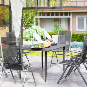 Gartentisch wetterfest mit Schirmloch 150x90cm Stahl schwarz