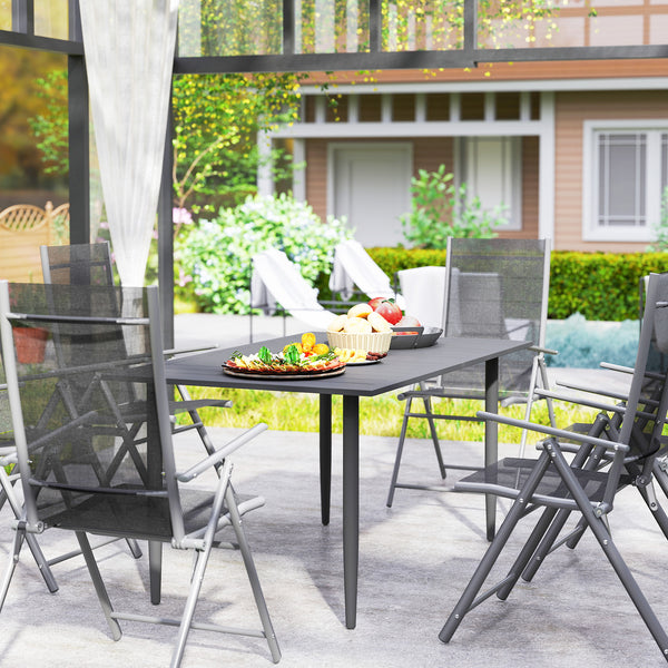 Gartentisch wetterfest mit Schirmloch 150x90cm Stahl schwarz