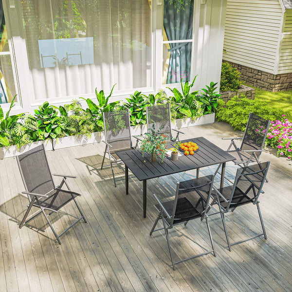 Gartentisch wetterfest mit Schirmloch 150x90cm Stahl schwarz