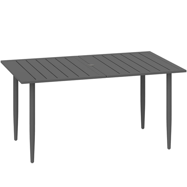 Gartentisch wetterfest mit Schirmloch 150x90cm Stahl schwarz