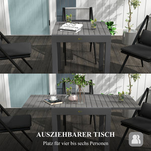 Gartentisch wetterfest für Garten und Terrasse 162x80x75cm grau
