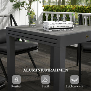 Gartentisch wetterfest für Garten und Terrasse 162x80x75cm grau