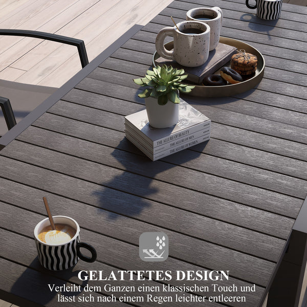 Gartentisch wetterfest für Garten und Terrasse 162x80x75cm grau