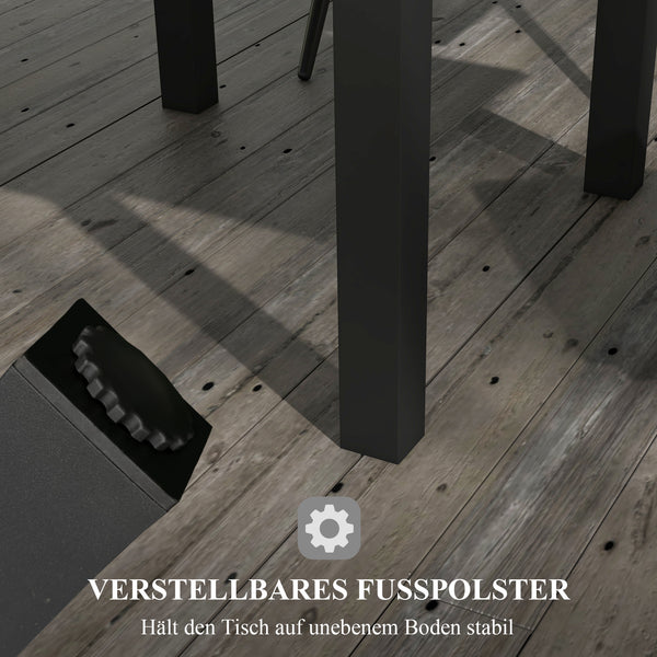 Gartentisch wetterfest für Garten und Terrasse 162x80x75cm grau