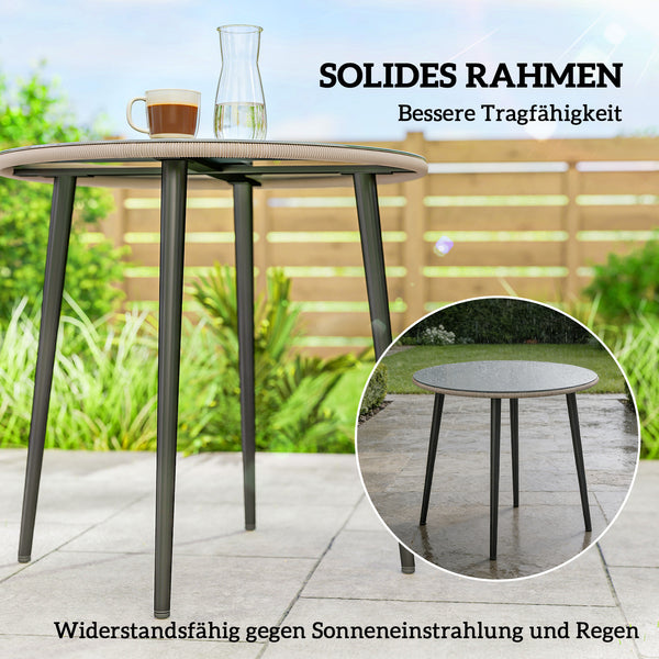 Gartentisch mit verstellbaren Füssen für 4 Personen Stahl Rattan grau