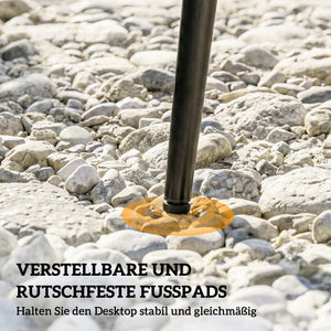 Gartentisch mit verstellbaren Füssen für 4 Personen Stahl Rattan grau